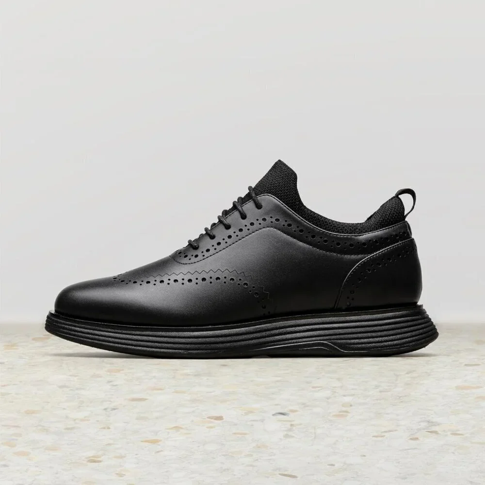 Casual Dress Oxford Shoes Men's Black Business Formal Comfort Wingtip Sneaker
